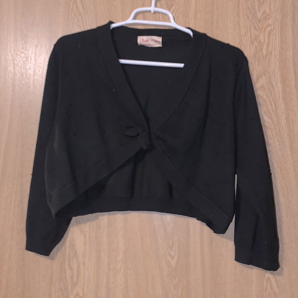 Cropped 3/4 sleeve bolero shrug sweater